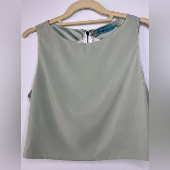 Alice + Olivia Sleeveless Top – Mint Green with Lace Back – Size 8 - Picture 9 of 12